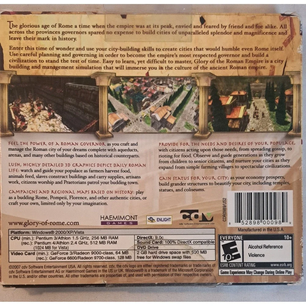 Glory of the Roman Empire PC Game Complete Manual Disc City Builder Strategy
